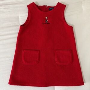 Ralph Lauren Toddler 3T Red Fleece Zip Up Dress with Bear on Front